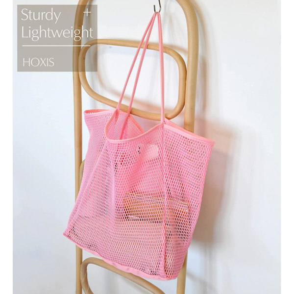 Mesh Strand Tote Dame Skulder Håndveske A916-624 Pink