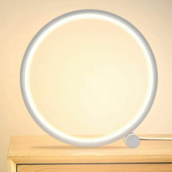 Led sänglampa Touch Ring Bordslampa Dimbar,Sänglampa Sovrum 3 färger Dimbar 10 Ljusstyrka Modern Circle Desi