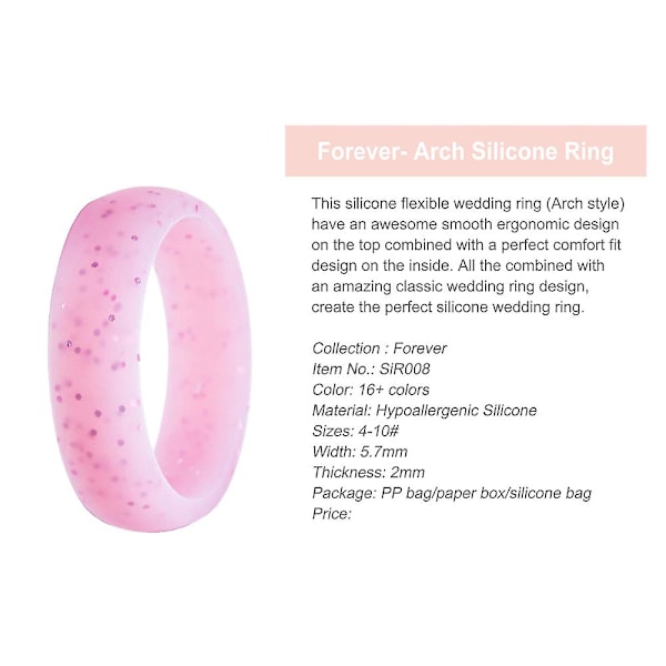7 st. Dammode Silikon Mjuka Glittrande Fingerringar Fest Smycken Present Coral US 5
