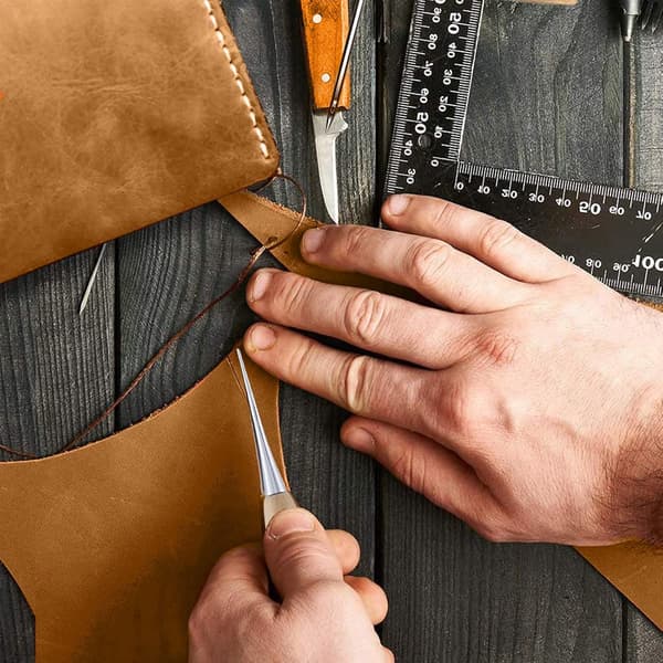2 stk. syl i lær med treskaft, DIY-hullager