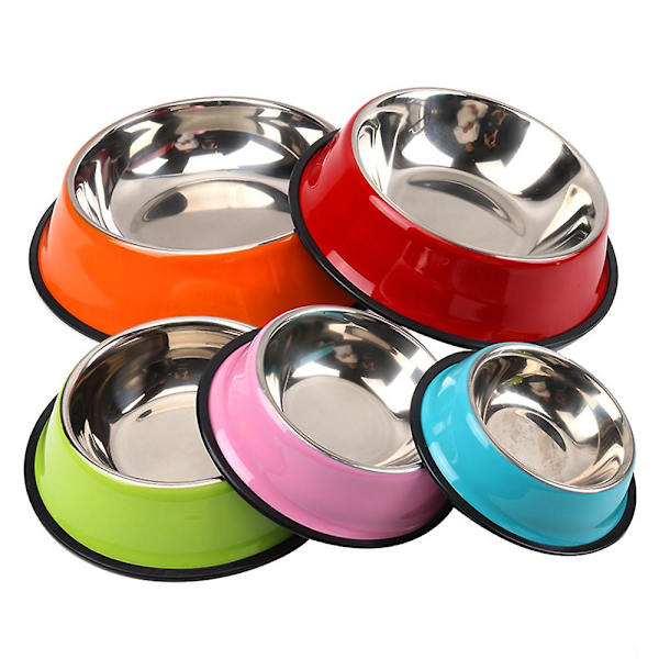 Lemmikkieläinten ruokailuvälineet Ruostumattomasta Teräksestä Koiran Kulho Liukumaton Lemmikkieläinten Kulho Piirretty Kuvio 22cm Red