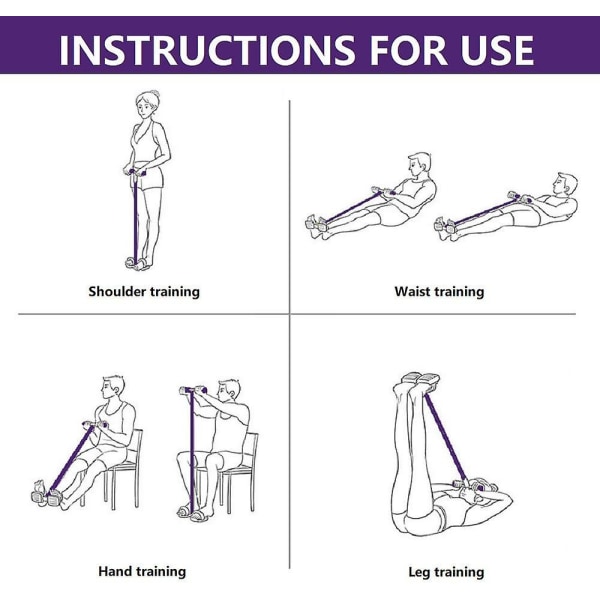 Multifunktionel Pedal Modstandsband, Elastisk Trækbånd til Yoga, Naturligt Latex Trækbånd Fitnessudstyr, Til Mave, Talje, Arm, Ben Purple