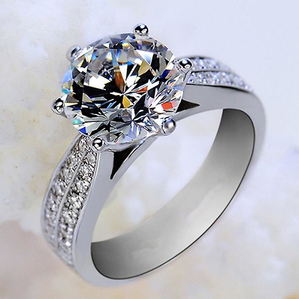 Damer Mode Zirkon Indlagt Ring Luksus Sølvbelagt Legering Finger Ring Smykker 6