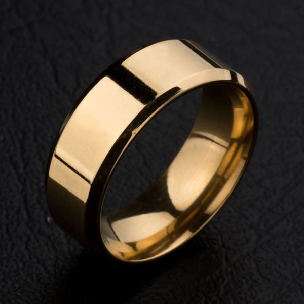 1 st Ring Unisex spegel i rostfritt stål Lättvikts fingerring för bröllop Golden US 13