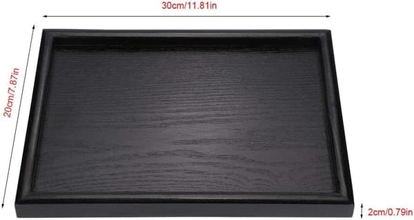 1 stk. sort 30x20cm bakke i massivt træ, rektangulær træbakke