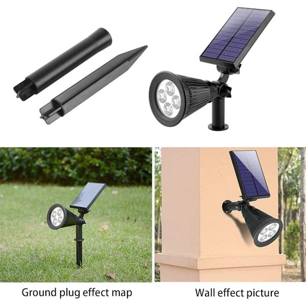 Solcellsdriven LED-belysning, 4 LED-lampor, Vattentät Utomhuslampa för Trädgård, Säkerhetsbelysning för Julgran, Staket