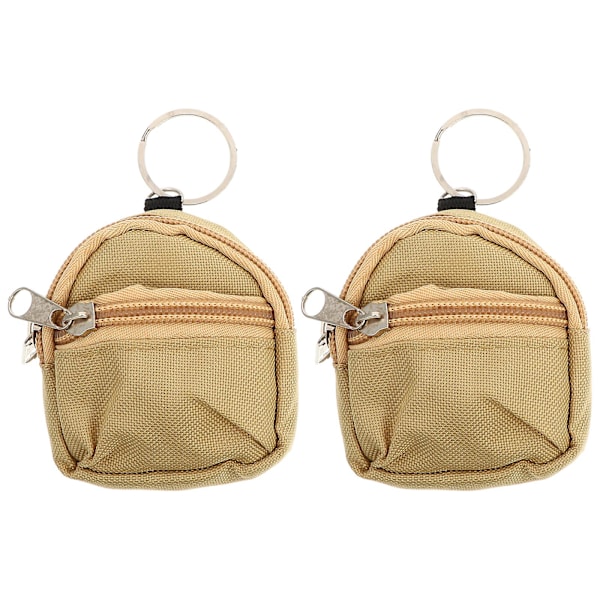 2 st Kreativa Ryggsäcksformade Växelplånböcker Nyckelringar Väska Hängande Smycke 7.5X7.5CM Khaki