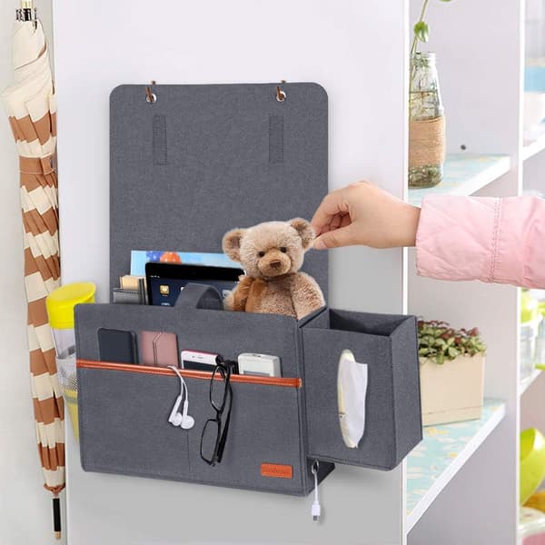 Filtseng Bed Bag, Bed Tray, Oppbevaringspose med Vevboks og Flaske