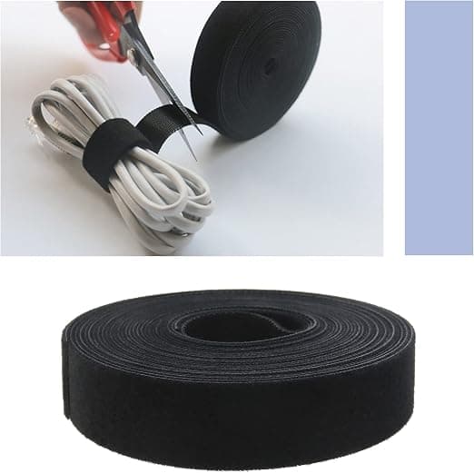 1 rulle sorte 20 mm*5 m genanvendelige kabelbindere, multifunktionelle