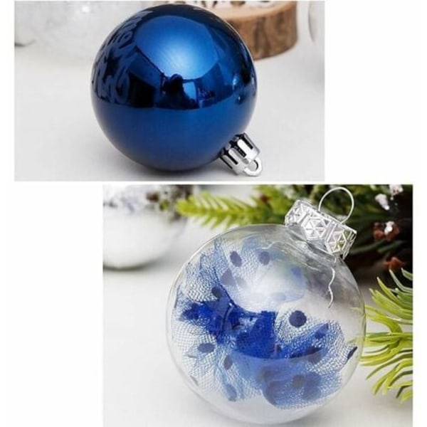 30-pack 60 mm/2,4" julgranskulor med delikat fyllda dekorationer för stora julgranskulor (60mm/2,4", blå+vit