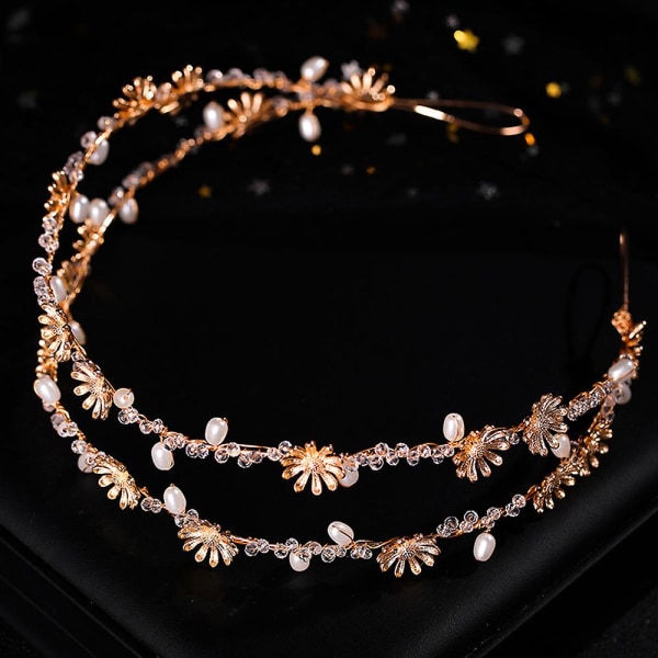 Alloy Hair Accessories Rhinestones Decoration Hair Band With Pearl For Women