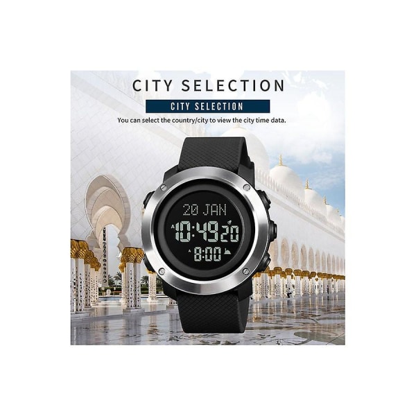 Herre City Selection Funktion Vandtæt og digitalt armbåndsur - 50 Mm - Sort