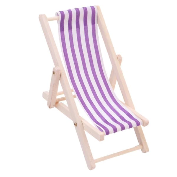 2x 1:12 Dockhus Strandmöbler Fällbar Trä Däckstol Lounge Strandstol