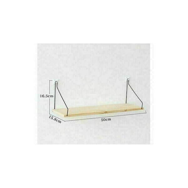 Seinäteline 50 cm - Syvyys 15 cm - Kelluva hylly Puukoriste - Mustat metallikiinnikkeet - Olohuoneeseen, makuuhuoneeseen, toimistoon - L50 x S 15 x K 15 cm