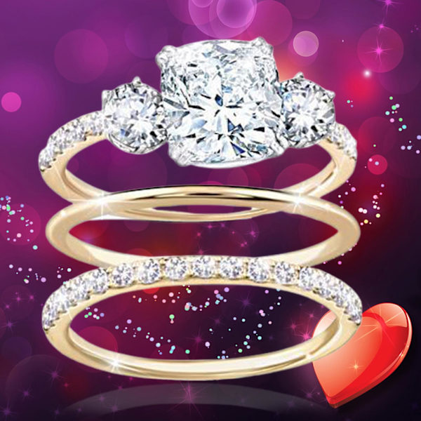 3 st/set Ring Rhinestone Inläggning Slitstark Legering Kvinnors Fingerband För Bröllop US 6