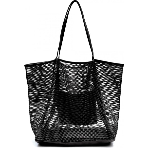 Mesh Beach Tote Damaxelhandväska A916-624 Black