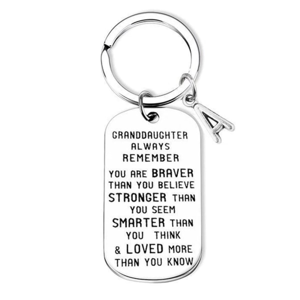 To My Grandson/granddaughter Gift Lettering Keychain Stainless Steel Keychain Pendant