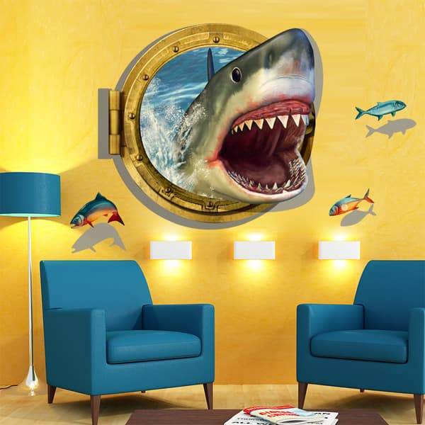 Selvklebende 3D (U-formet Hai-munn (60 cm x 90 cm))