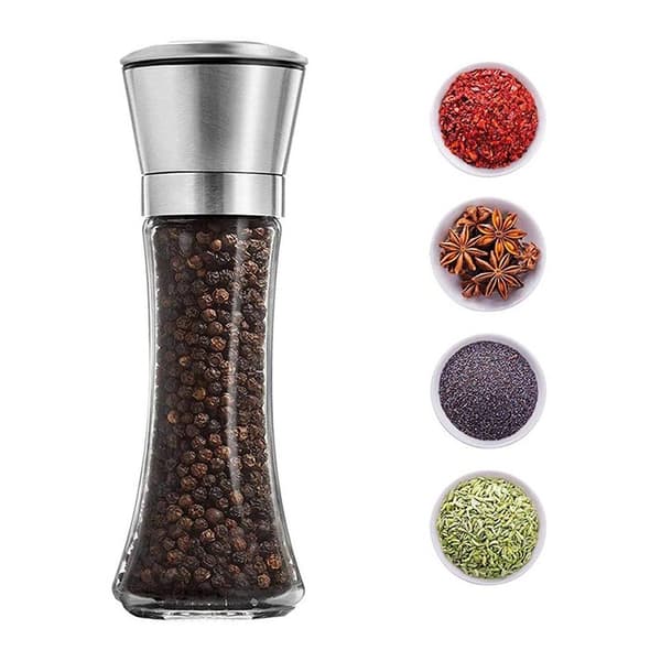 Peberkværn Glasflaske Slibeflaske (180 ml Kort Sort Plast),