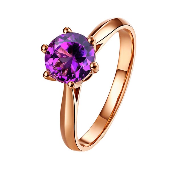 Kvinnor Faux Ametist Ruby Inläggningar Finger Ring Bröllop Engagemang Smycken Present Purple US 8