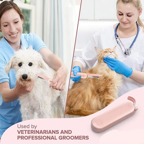 1 stk. (Rosa) Fur Magic Deshedding og Dematting Kam, 2-sidig