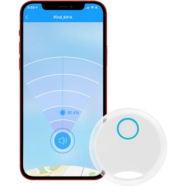 Hvit rund anti-tapt enhet privat modell S8, Bluetooth, nøkkelring