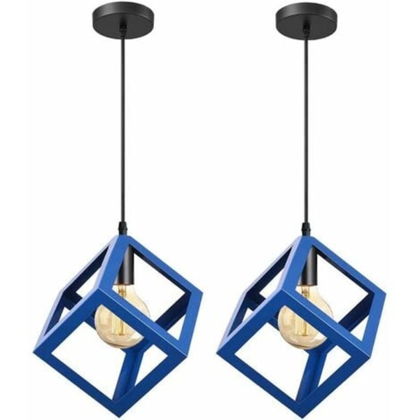 Sett med 2 Moderne Hengelamper Kubeform Chandelier Geometrisk Stil Metall Taklampe E27 Taklampe for Seng