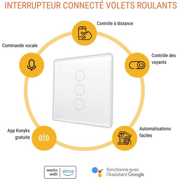 Smart strömbrytare för rulljalusier - Enkel installation, röststyrning med Alexa, Google Home och Siri, fjärrkontroll och timerprogrammering