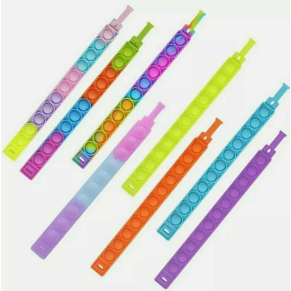 Popit Fidget Armband Popper Stress Relief Poppit Bubble Sensorisk Leksak Barn