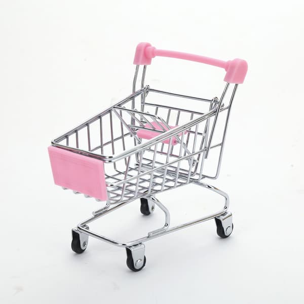 Mini Handlevogn, Rosa Supermarked Håndvogn Mini Shopping
