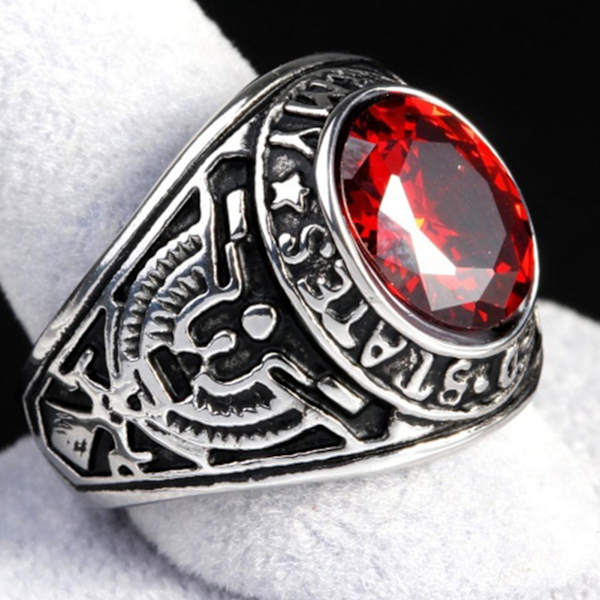 Punk Ring Oval Form Inlagd med Strass Klassisk Punk Ring för Fest Black 7