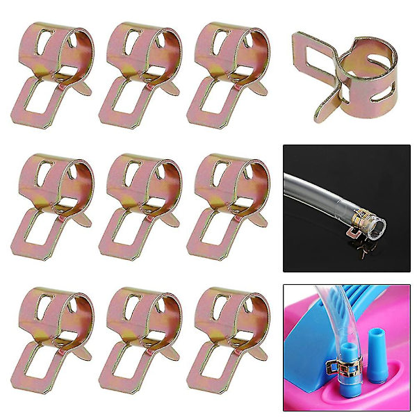 10 stk. 5-22 mm Fjederklips Brændstofledning Slange Vandrør Rørklemmer Fastgørelse Inner diameter 7mm