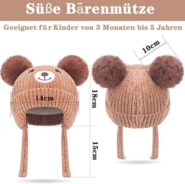 Baby Beanie Hat Strikket Hat Efterår Vinter Sød Hat Hat Med Øre