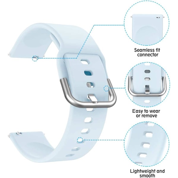 Silikonreim Kompatibel med Samsung Galaxy Watch 3 41mm Rem/Active Rem 40mm/Active Rem 2/Galaxy Watch 42mm Rem, Kvinner Menn Myk Silikon Spo