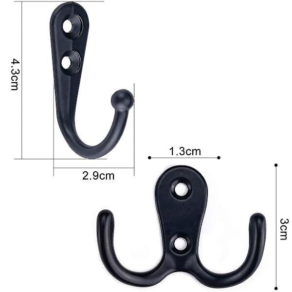 16 stycken klädkrokar Vintage - 8 dubbla krokar och 8 enkla krokar för skruvning, väggkrokar metall hattkrokar klädkrokar trädgårdskrokar Deco
