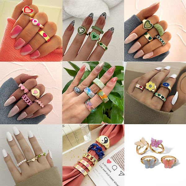 Ringset Färgglad Sommarmode Smycken B2488 SJZ222