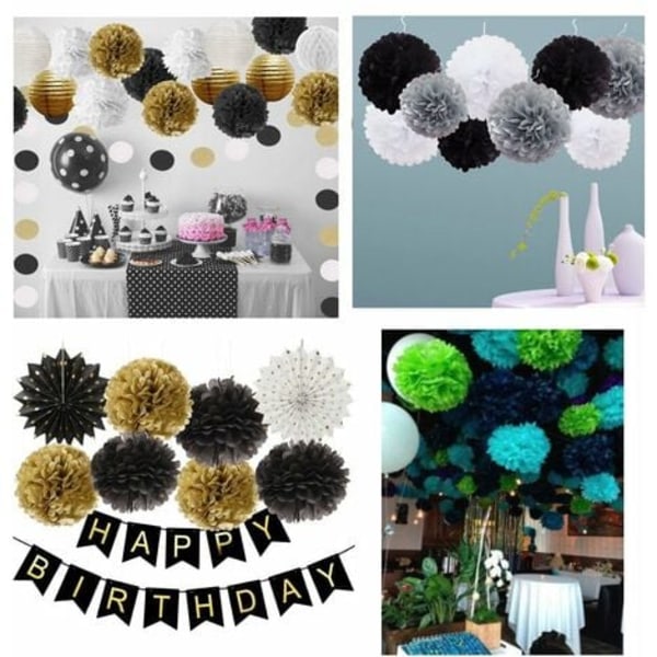 10 stk. sorte silkepapir pom pom 8 tommer pom pom dekoration bryllup dåb fællesskab jul halloween fest tilbehør