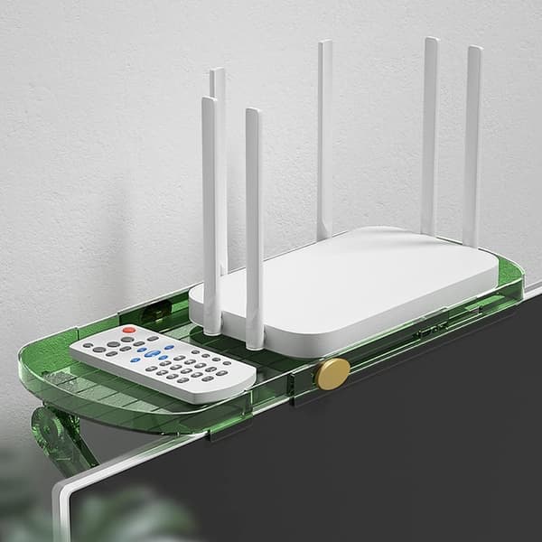 1 skrivebordsmontert dekoderboks-oppbevaringsstativ, fjernkontroll for hjemme-TV