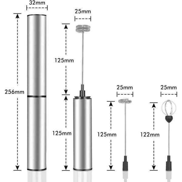Elektrisk Mælkeskummer, USB Genopladelig Mælkeskummer og Mini Pisk med Dobbelt Pisk, Rustfrit Stål Pisk til Kaffe