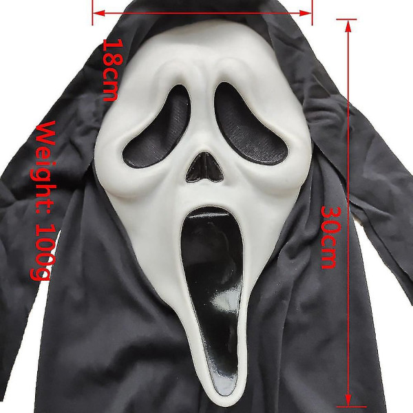 Film Scream Billy Loomis Killer Halloween Party Hemsk Skrämmande Mask Huva Cosplay Kostym Pvc Masker Prop