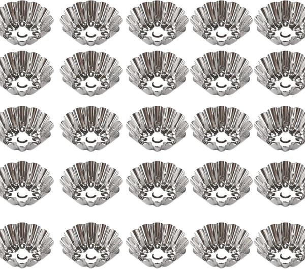 25-dele kageforme i rustfrit stål, cupcakeforme, minitærteforme, muffinforme, genanvendelige kageforme, non-stick