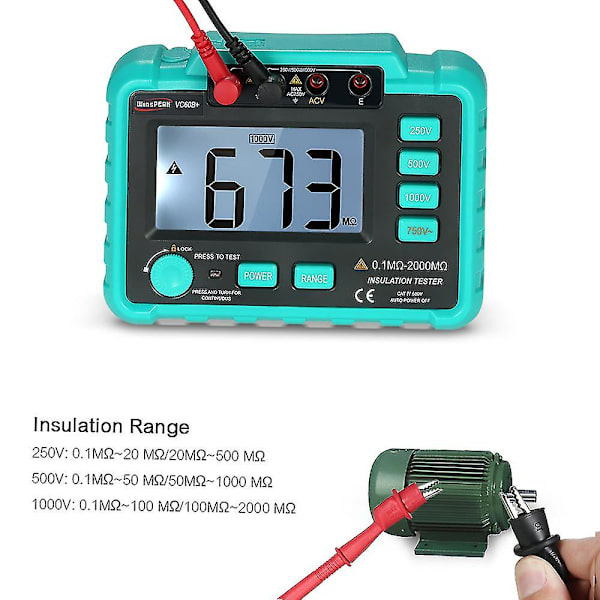 Vc60b+ LCD Digitaalinen Eristysvastusmittauslaite Megohmmittari Megohmmetri DC250v/500v/1000v AC750v