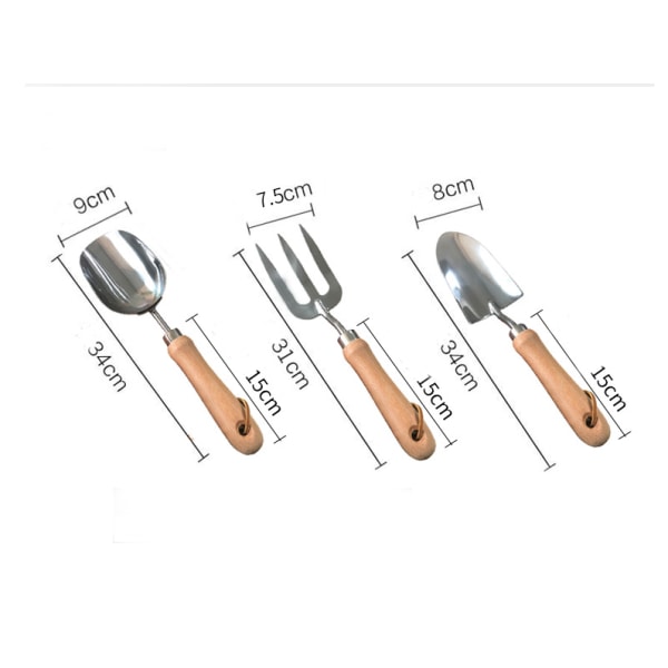 Hageverktøy, hageutstyr, rustfritt stål spade for planting blomster og luking, hageutstyr (hagespade i bøketre)