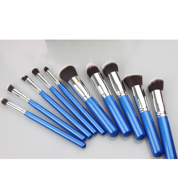 10 blå himmelblå makeupbørster,