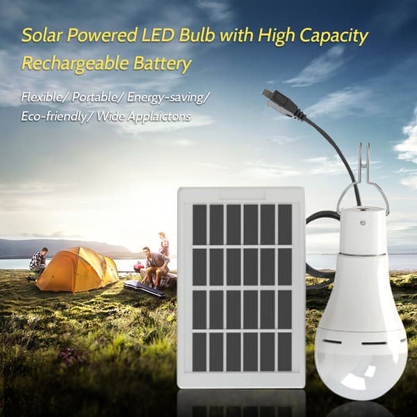 (BLS-60-20D 7W pære + solpanel = fuldt sæt (smart switch, køligt hvidt lys) LED-lys, til udendørs, have, gård