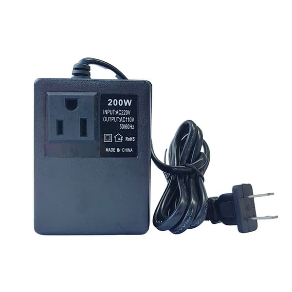 Rejsestikadapter, sort strømtransformator spændingsomformer 200W AC 220V til 110V EU-stikadapter