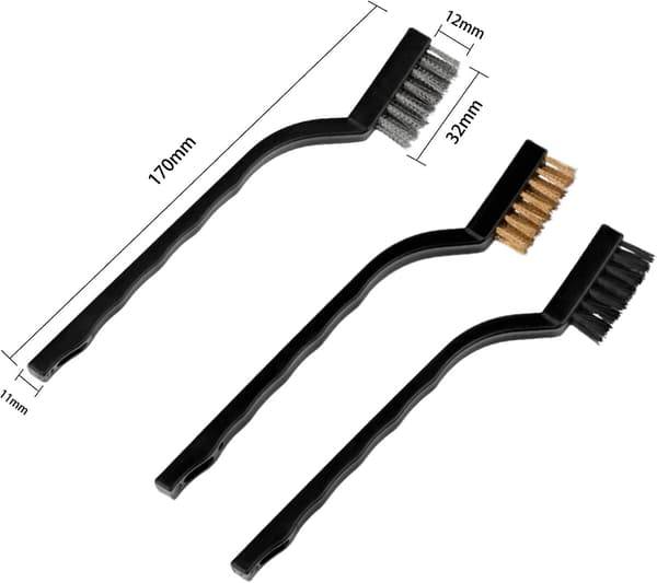 3-pack Trådborstar (nylon, mässing, rostfritt stål)