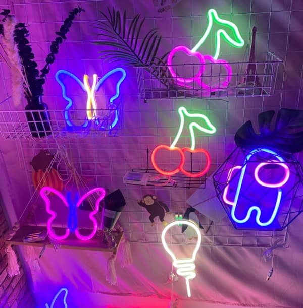 LED neonlys, kreativ neondekorasjon bakgrunnslys (rosa note),
