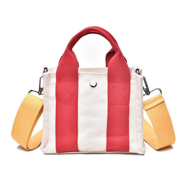 Damväska Nytt Tvåändamåls Canvas Kvadratisk Väska Koreansk Version Kontrastfärg Enkelsidig Messenger Handväska Mjuk Canvas Väska A916-292 Red