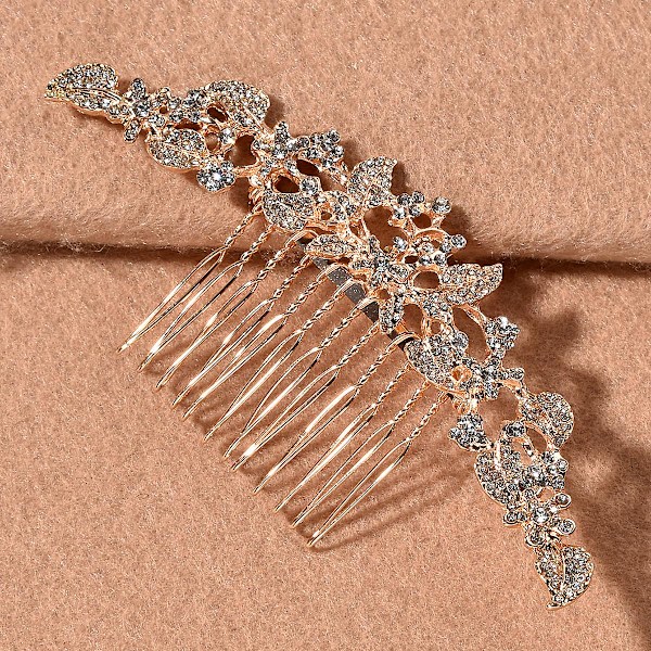 Rhinestone hårkam med romantisk design, let, holdbar, langtidsholdbar og behagelig at have på Rose Gold